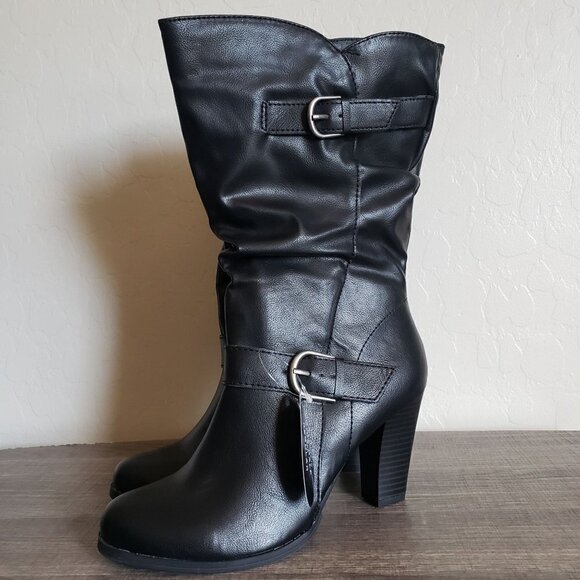 Style & Co Sachi Block Heel Mid-Shaft Slouchy Boots Faux Black 8.5 Wide Calf NEW - Picture 11 of 11